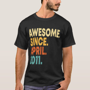 T-shirt Awesome Since April 2011 12th Birthday Boy 12 Year