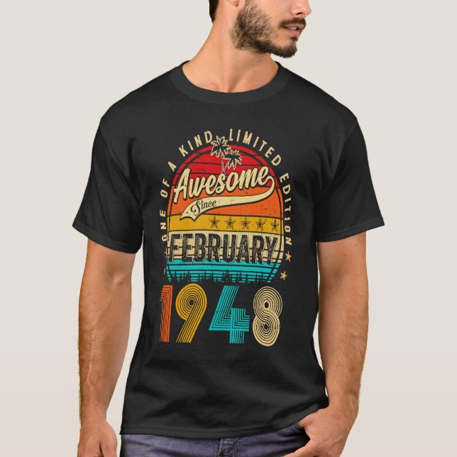 T-shirt Awesome Since February 1948 75 Years Old 75th Birt (Devant)