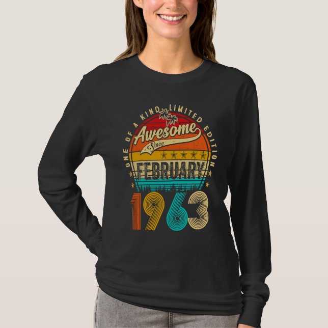 T-shirt Awesome Since February 1963 60 Years Old 60th Birt (Devant)