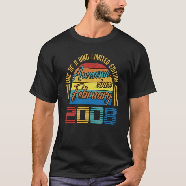 T-shirt Awesome Since February 2008 15 Years Old 15th Birt (Devant)