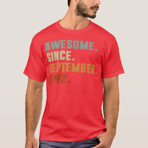 T-shirt Awesome Since September 1992 30th Birthday Gift 30