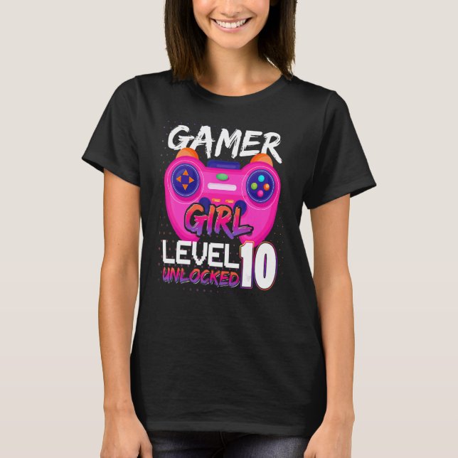 T-shirt Awesome Video Games Controller Level 10 Unlocked G (Devant)