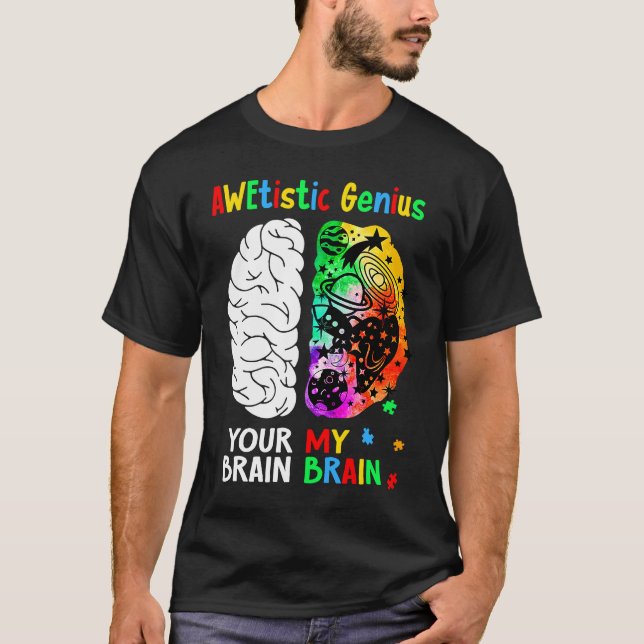 T-shirt Awetistic Genius Brain Autism Awareness Month Puzz (Devant)