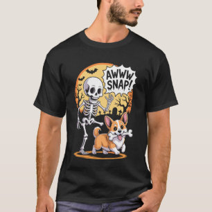 T-shirt Awww Snap Squelette Drôle de Corgi Chien Épouvanta