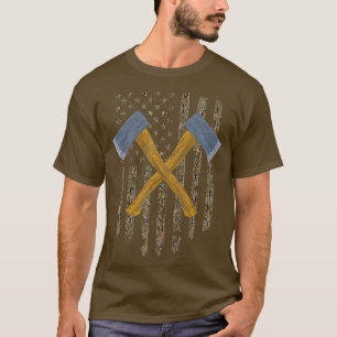 T-shirt Ax Jetant Hatchet American Flag Tree Vintage
