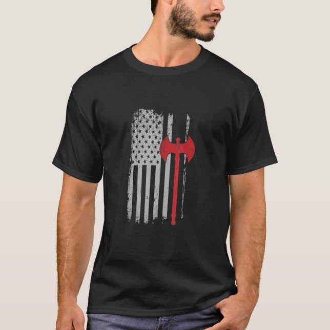 T-shirt Ax viking du drapeau américain (Devant)