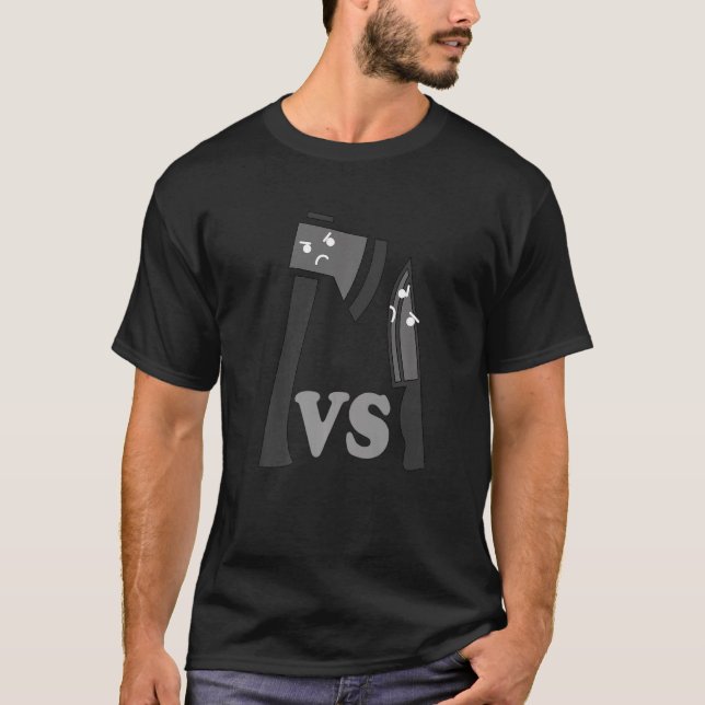 T-shirt Ax Vs Knife Survival Training Buscraft Nature (Devant)
