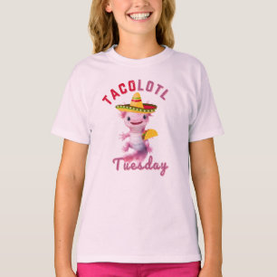 T-shirt Axelotl Cute Taco Mardi Mexicain rose Axolotl