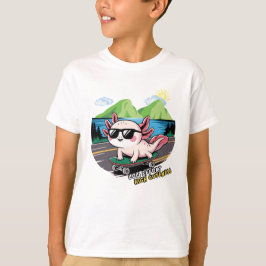 T-shirt Axolotl chevauchant un skateboard