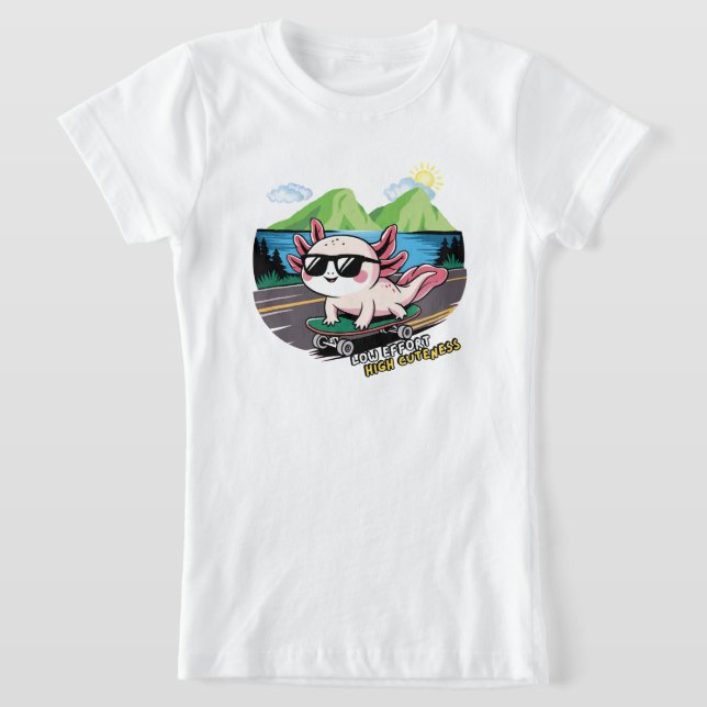 T-Shirt Axolotl chevauchant un skateboard (Poser)