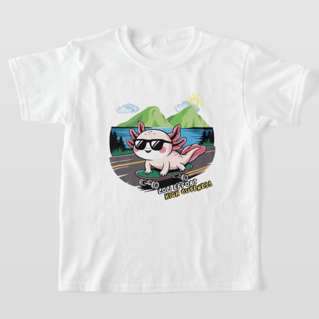 T-shirt Axolotl chevauchant un skateboard (Poser)