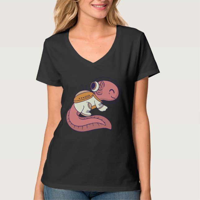 T-shirt axolotl cute funny axolotl lover space spaceman (Devant)