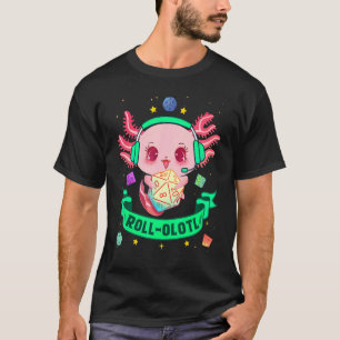 T-shirt Axolotl Dice For Dragons D20 Rpg Gamer Imaginaire 