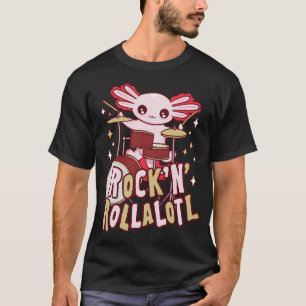 T-shirt Axolotl drôle jouant de la batterie - Amphibien mi