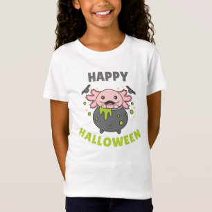 T-Shirt Axolotl Happy Halloween Cauldron Bat
