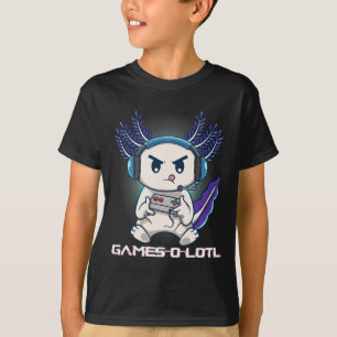 T-shirt Axolotl Jouant Aux Jeux Vidéo Sur Console Gamesolo