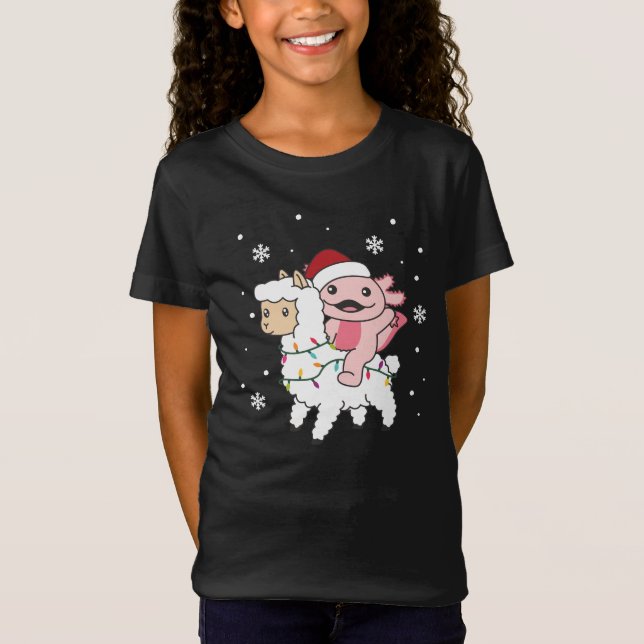 T-Shirt Axolotl Llama Alpaca Noël Animaux d'hiver (Devant)