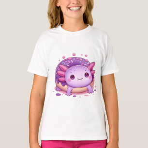 T-shirt Axolotl mange des beignets pourpres.