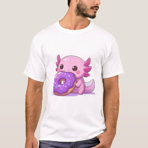 T-shirt Axolotl mange des beignets pourpres.