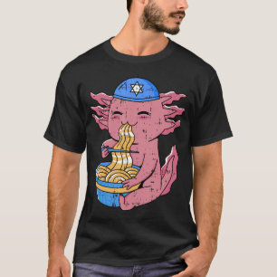 T-shirt Axolotl mangeant des Ramen Hanukkah Étoile de Davi