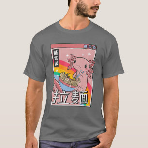 T-shirt Axolotl Manger Ramen Japon Style 80S Otaku Vaporwa