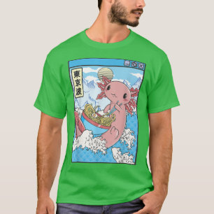T-shirt Axolotl Manger Ramen Japon Vagues Anime Kawaii Vap