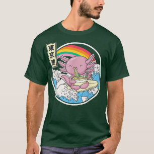 T-shirt Axolotl Manger Ramen Japon Vagues Anime Vaporwave