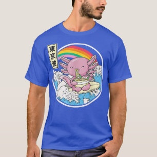 T-shirt Axolotl Manger Ramen Japon Vagues Anime Vaporwave