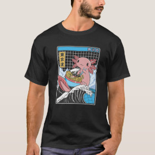 T-shirt Axolotl Manger Ramen Kanagawa Wave Kawaii Anime Va