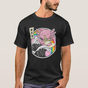 T-shirt Axolotl Manger Ramen Kanagawa Wave Kawaii Japon Va