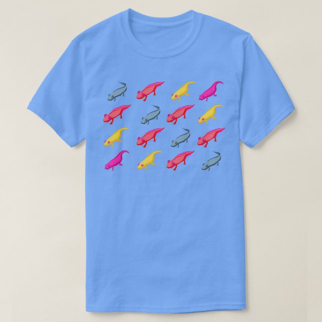 T-shirt Axolotl multicolores amphibiens (Design devant)