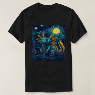 T-shirt Axolotl Nuit Étoilée Style Van Gogh Amphibien Mign