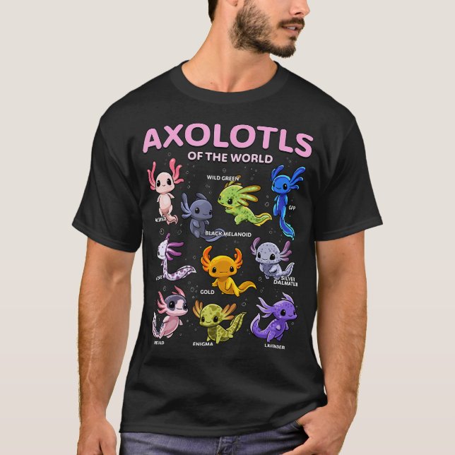 T-shirt Axolotl Shirt Kawaii Axolotls Du Monde (Devant)