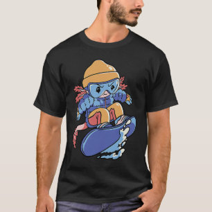 T-shirt Axolotl Snowboard Mignon Axolotl de Planche à Neig