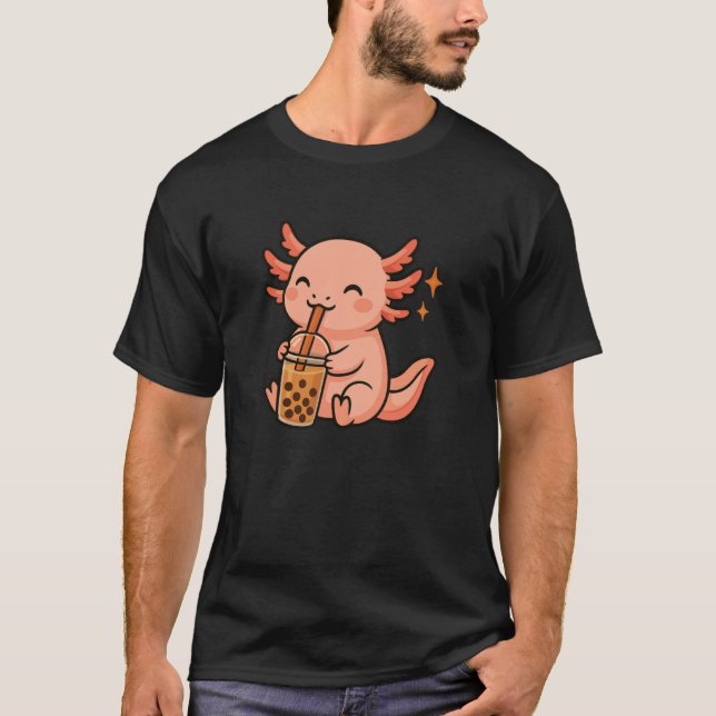 T-shirt Axolotl with Bubble Tea Kawaii Axolotl (Devant)