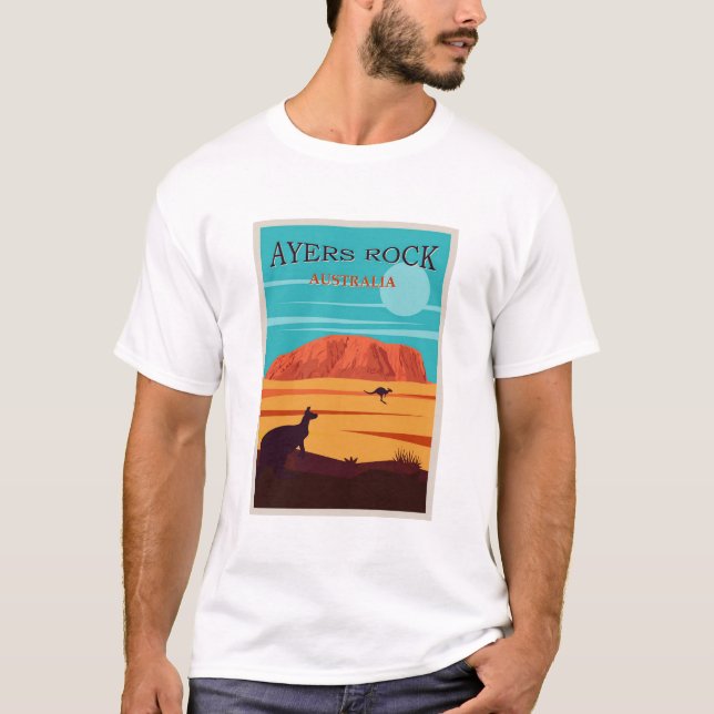 T-shirt Ayers Rock Australia, Uluru Travel Poster (Devant)