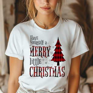 T-shirt Ayez Un Joyeux Petit Arbre Plaid De Noël