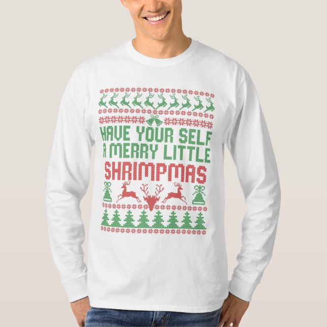 T-shirt Ayez-vous un joyeux petit Noël de shrimpmas (Devant)