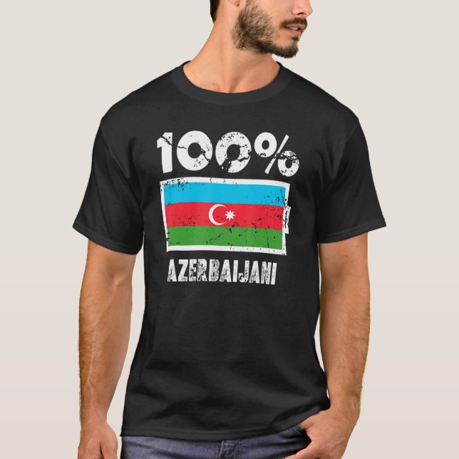 T-shirt Azerbaïdjan Drapeau Support 100 Batterie azerbaïdj (Devant)