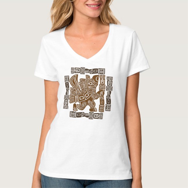 T-shirt Aztec Eagle Guerrier Tribal Art antique (Devant)