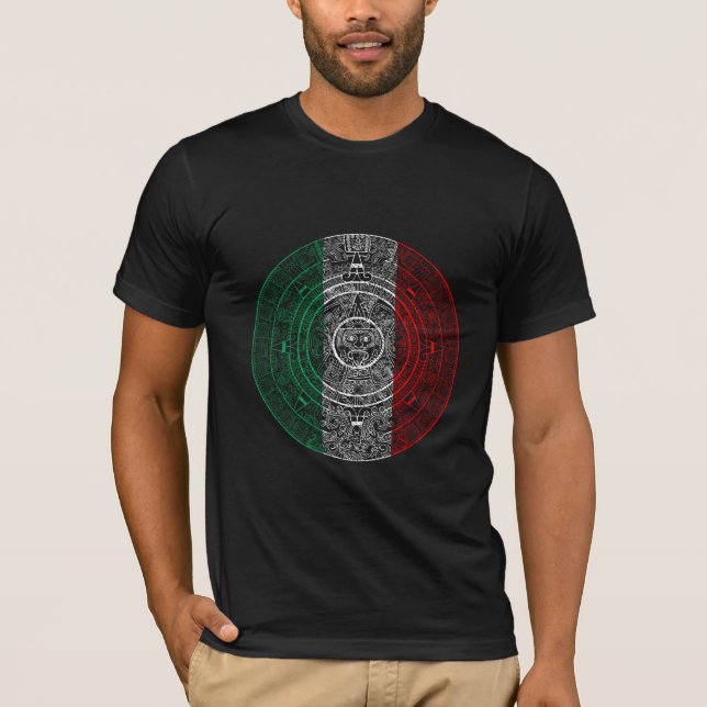 T-shirt Aztec Mexicain Calendrier Mexicain Drapeau (Devant)