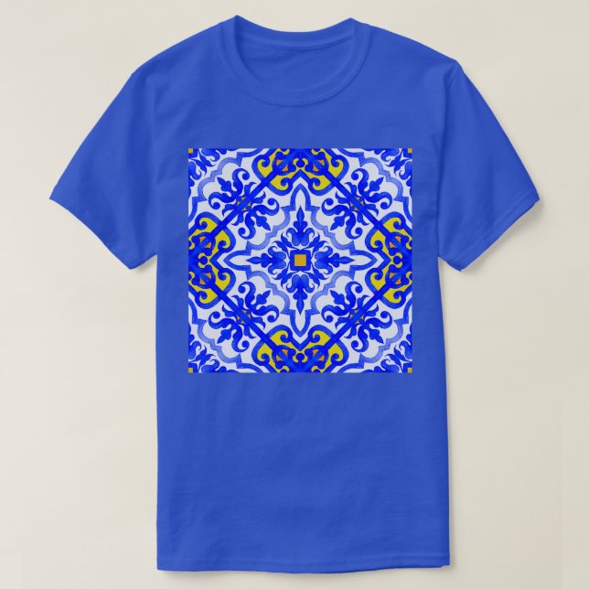T-shirt azulejos portugais Bleu et blanc magnifique s (Design devant)