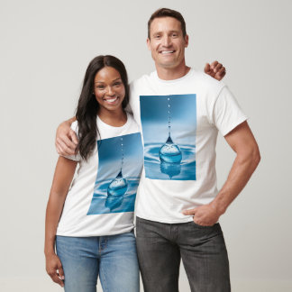 T-shirt "Azure Elegance - Bleu clair gouttelet d'eau sur W