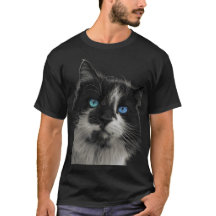 T-Shirt Azure Soul Chat Noir Yeux Bleus