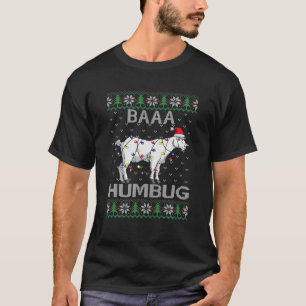 T-shirt Baaa Humbug Chèvre Santa Chapeau lumières de Noël 