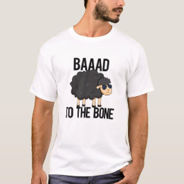 T-shirt Baaad À L'Os Drôle Pun Mouton Noir Noir