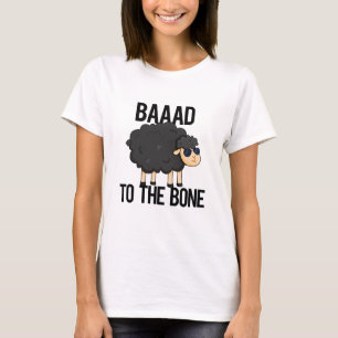 T-shirt Baaad À L'Os Drôle Pun Mouton Noir Noir