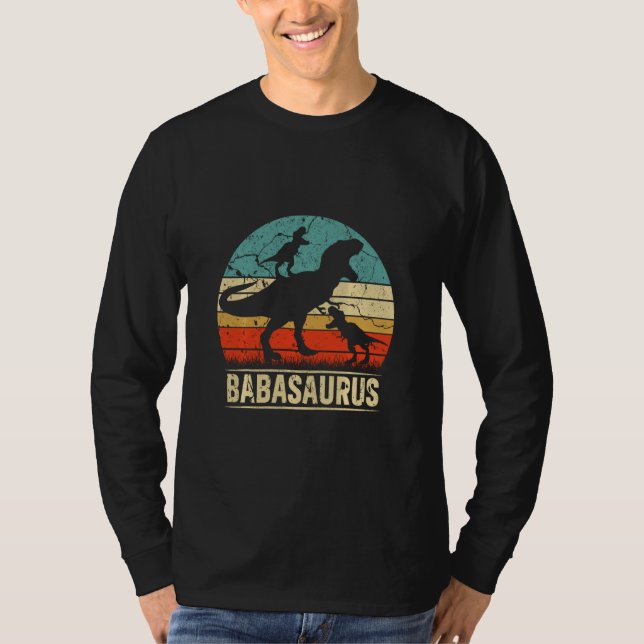 T-shirt Baba Dinosaur Rex Babasaurus 2 Enfants Famille Mat (Devant)