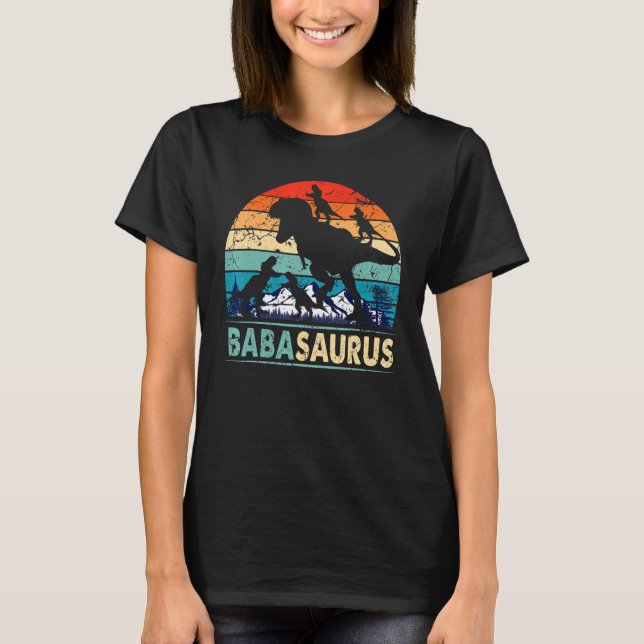 T-shirt Babasaurus T Rex Baba Dinosaur 4 Enfants Da Père (Devant)