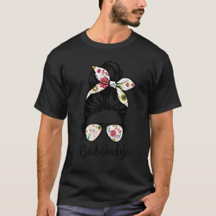 T-shirt Babcia Vie Messy Cheveux Bun Floral Femmes D de mè